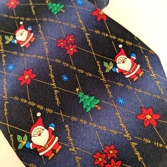 Hallmark Licensed Silk Christmas Santa Tie Ho Ho - Picture 2 of 7